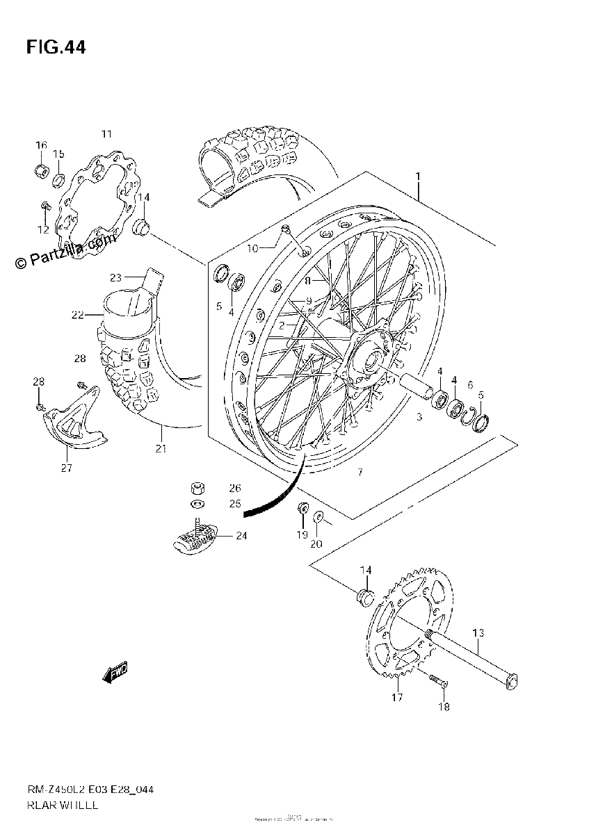 Diagrama de REAR WHEEL