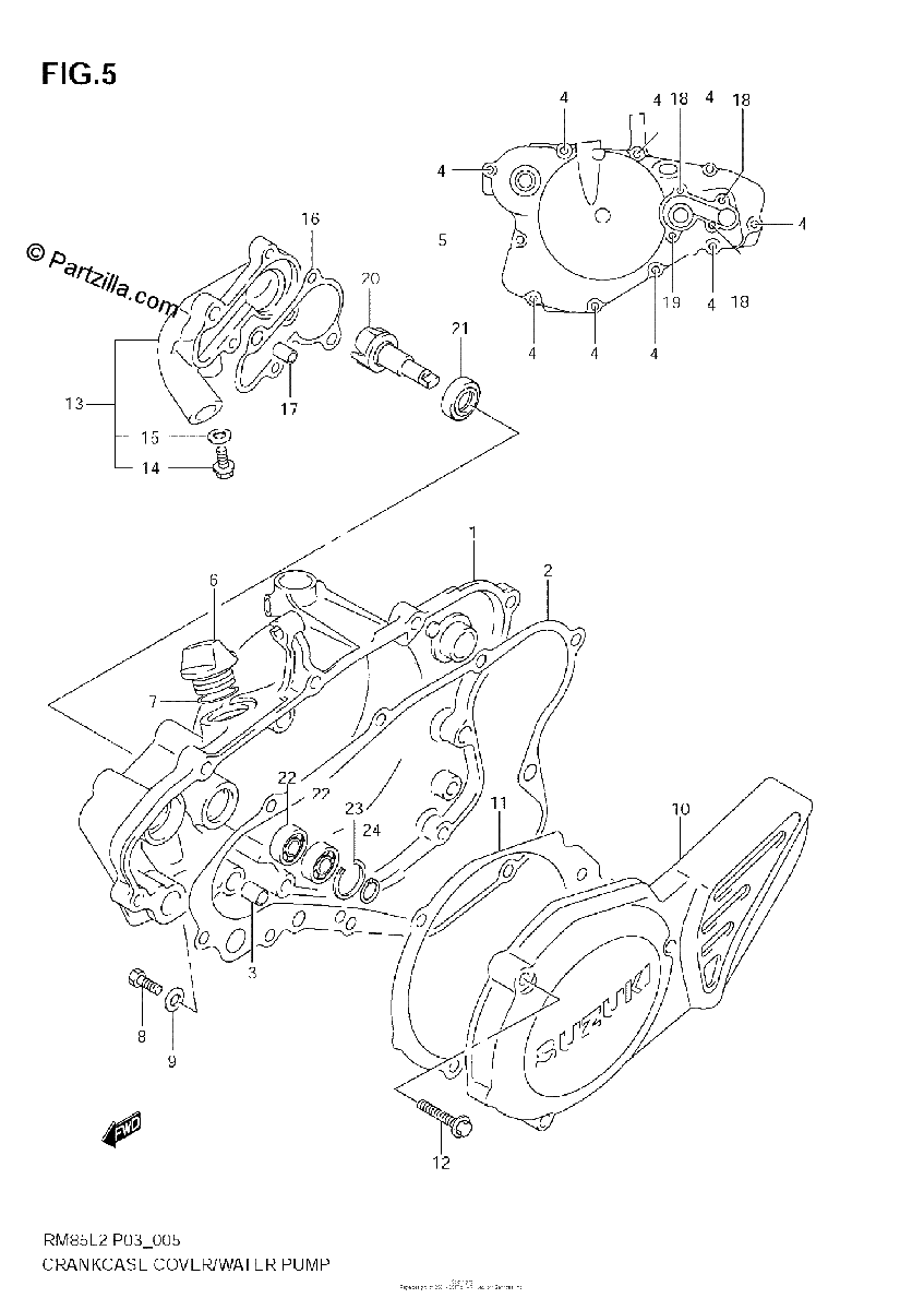 Diagrama de CRANKCASE COVER WATER PUMP