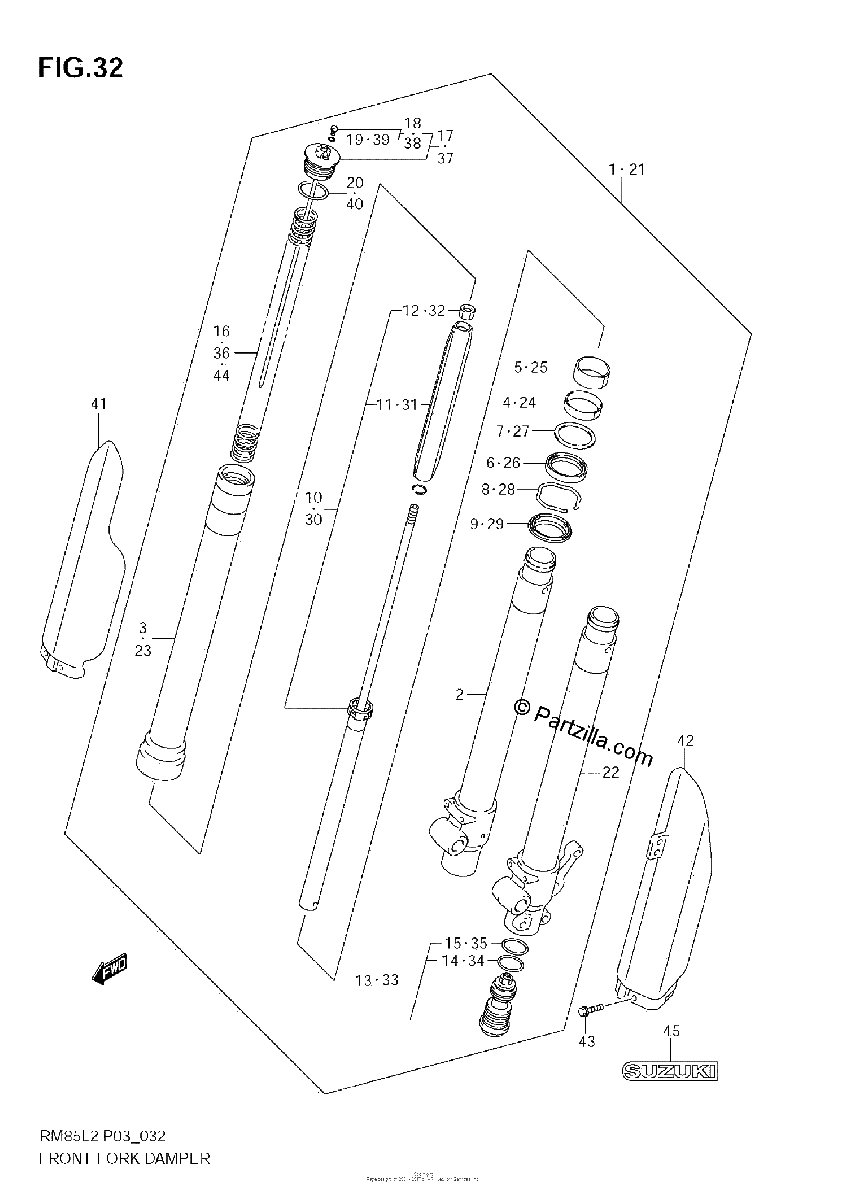 Diagrama de FRONT FORK DAMPER