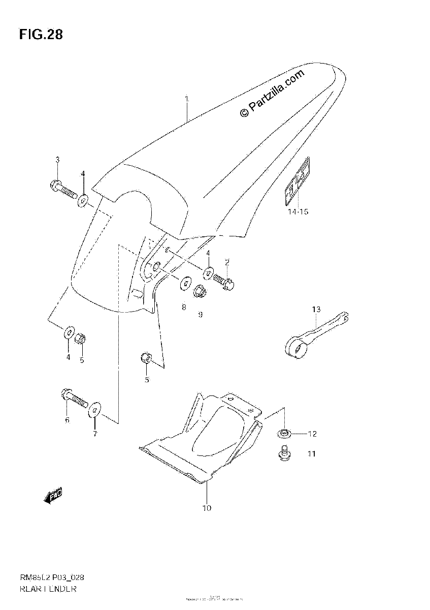 Diagrama de REAR FENDER RM85