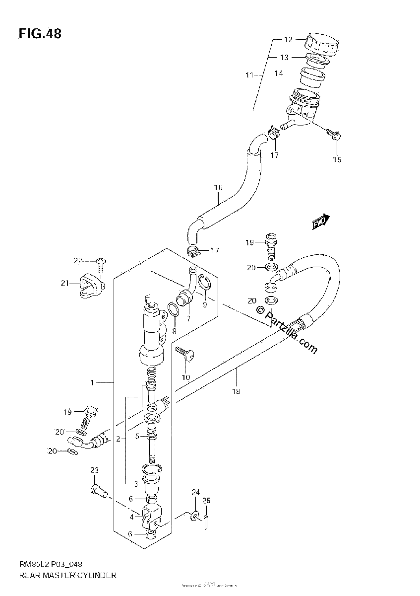 Diagrama de REAR MASTER CYLINDER RM85L