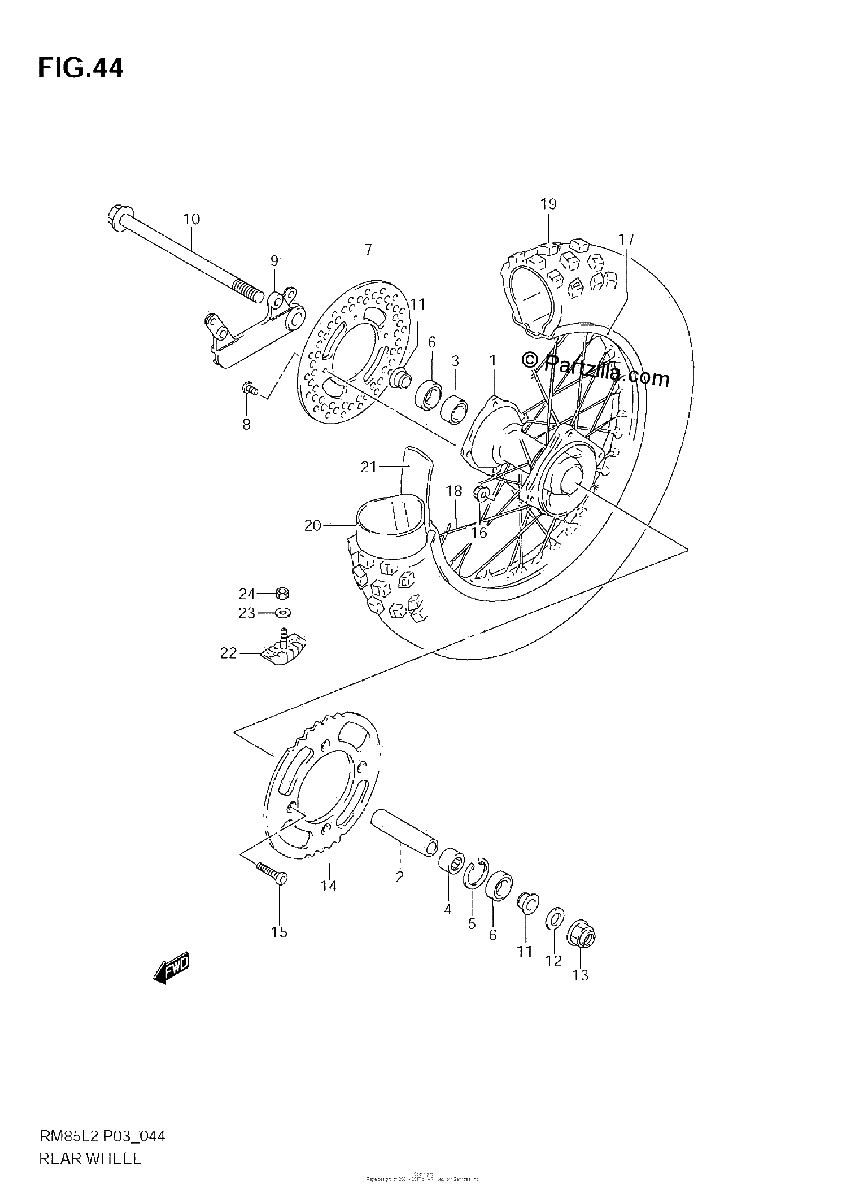 Diagrama de REAR WHEEL RM85