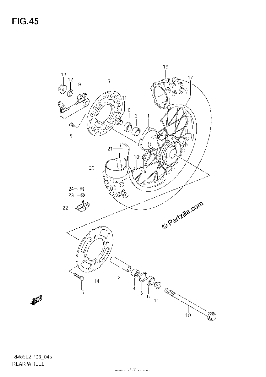 Diagrama de REAR WHEEL RM85L
