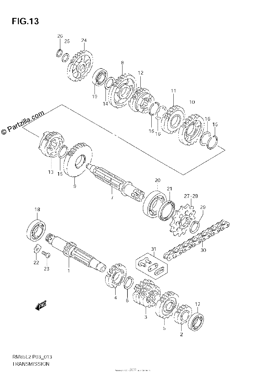 Diagrama de TRANSMISSION RM85L