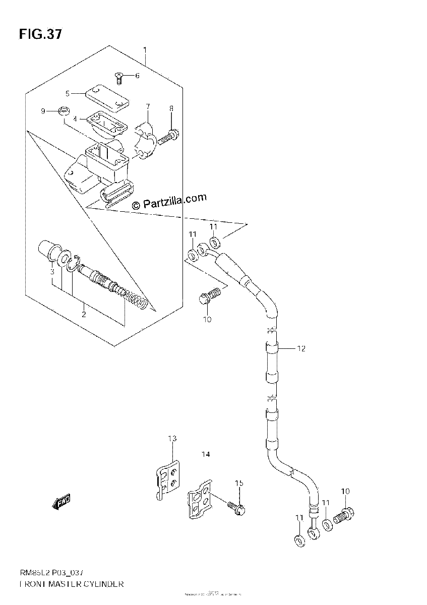 Diagrama de FRONT MASTER CYLINDER RM85
