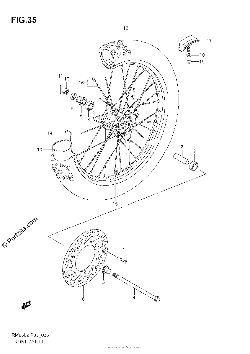 Diagrama de FRONT WHEEL RM85L