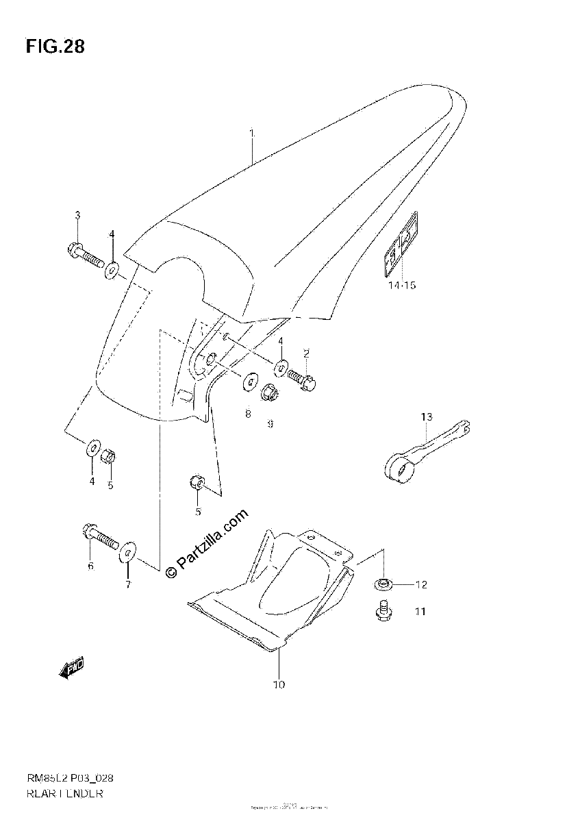 Diagrama de REAR FENDER RM85