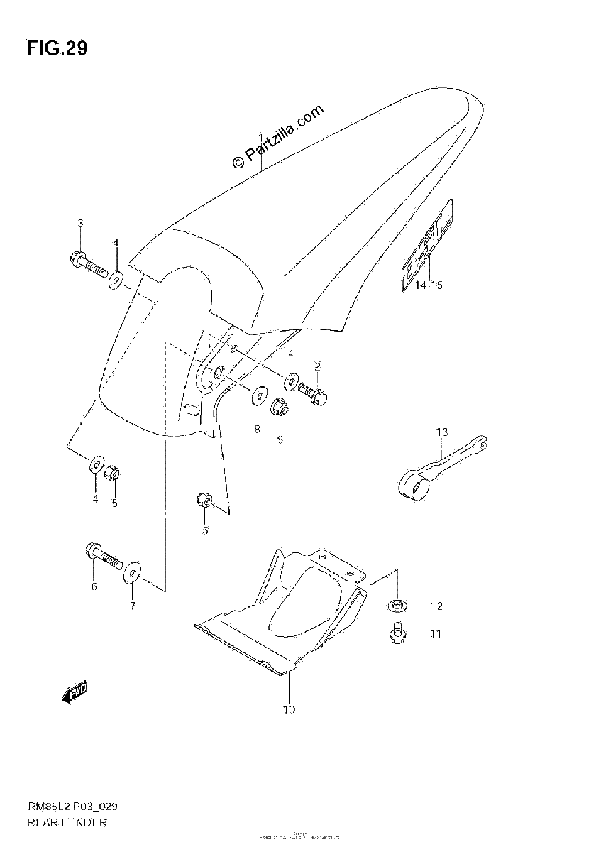 Diagrama de REAR FENDER RM85L