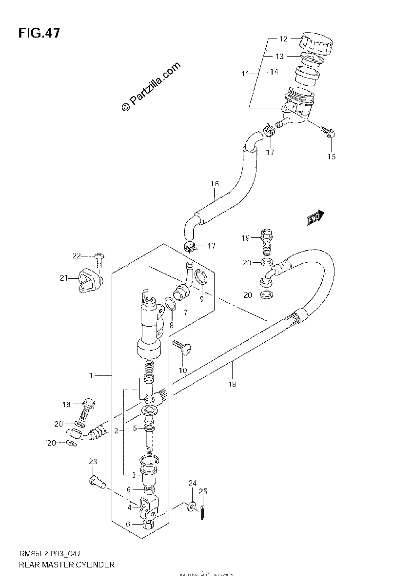 Diagrama de REAR MASTER CYLINDER RM85