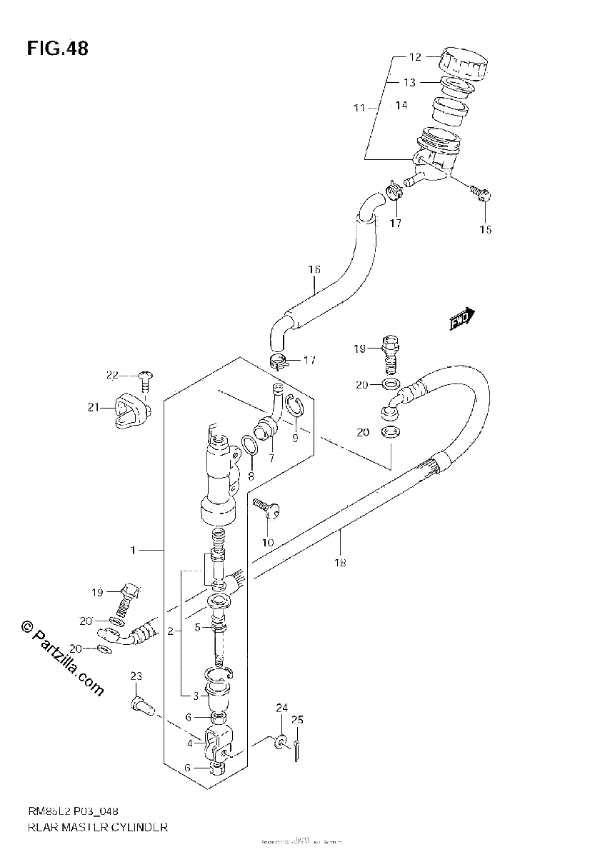 Diagrama de REAR MASTER CYLINDER RM85L