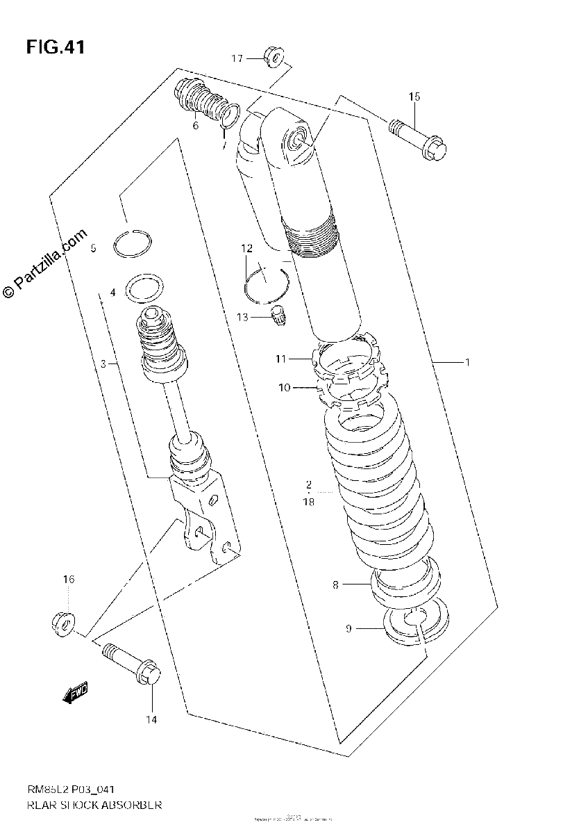 Diagrama de REAR SHOCK ABSORBER RM85