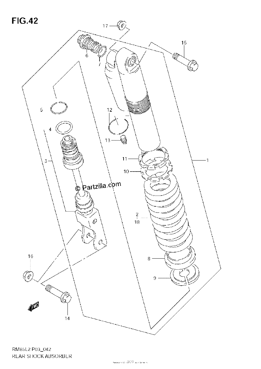 Diagrama de REAR SHOCK ABSORBER RM85L
