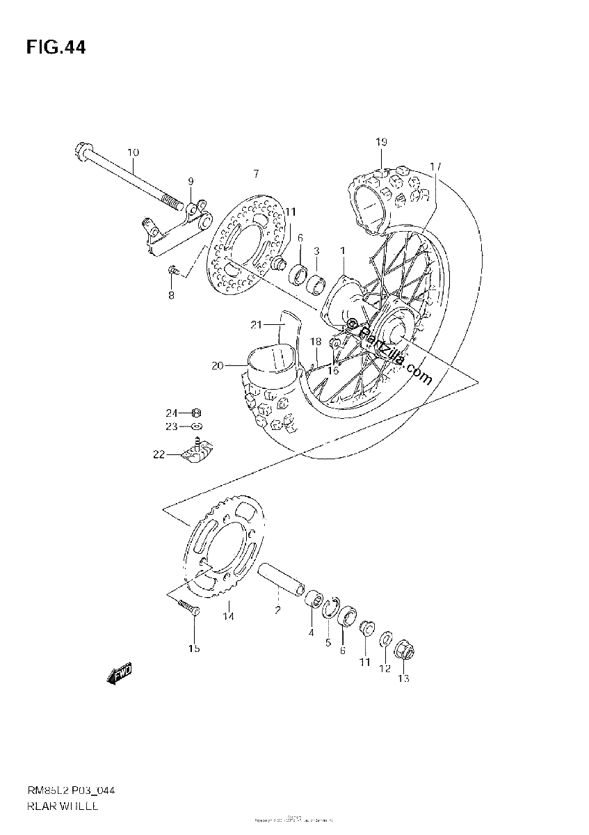 Diagrama de REAR WHEEL RM85