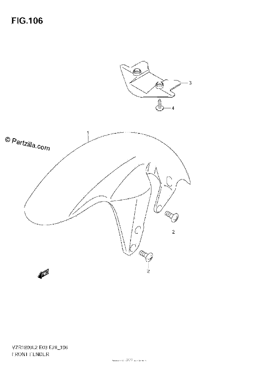 Diagrama de FRONT FENDER VZR1800 L2 E03