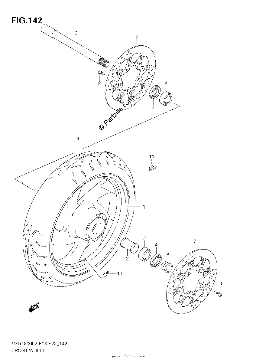 Diagrama de FRONT WHEEL VZR1800 L2 E03