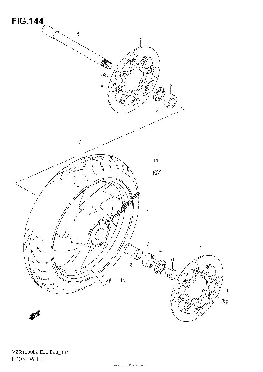 Diagrama de FRONT WHEEL VZR1800 L2 E33