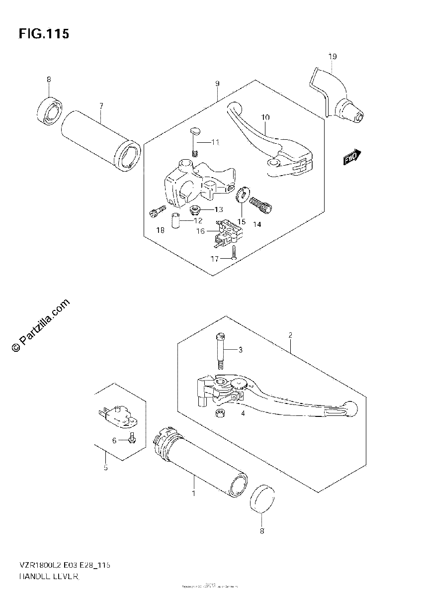 Diagrama de HANDLE LEVER VZR1800 L2 E33