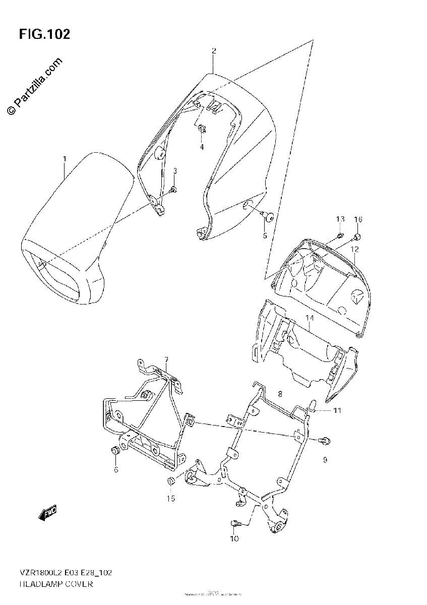 Diagrama de HEADLAMP COVER VZR1800 L2 E33