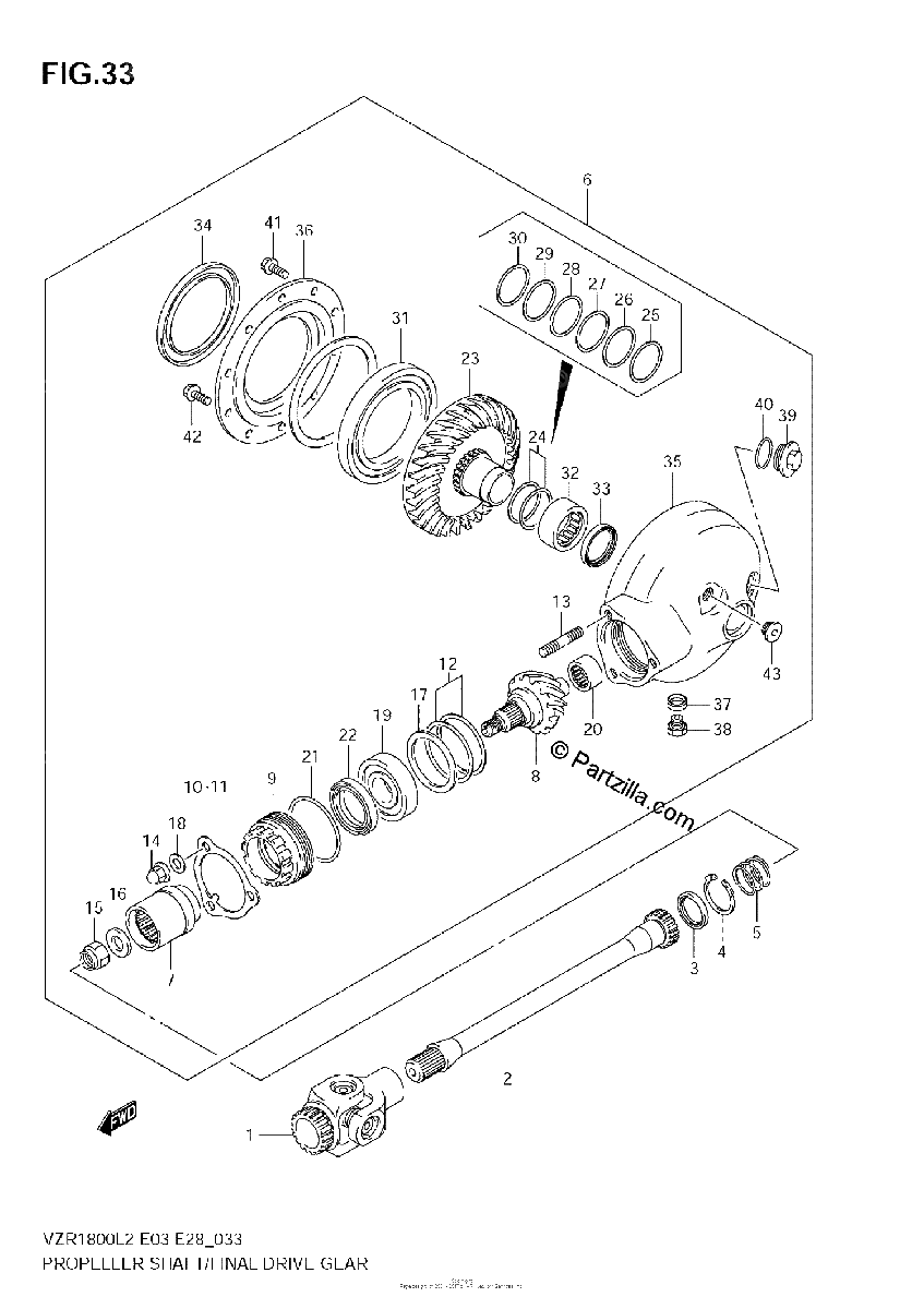 Diagrama de PROPELLER SHAFT FINAL DRIVE GEAR VZR1800 L2 E33