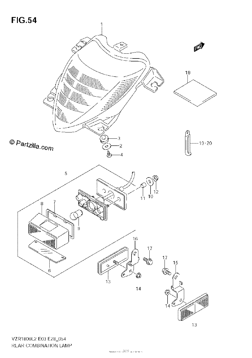 Diagrama de REAR COMBINATION LAMP VZR1800 L2 E03