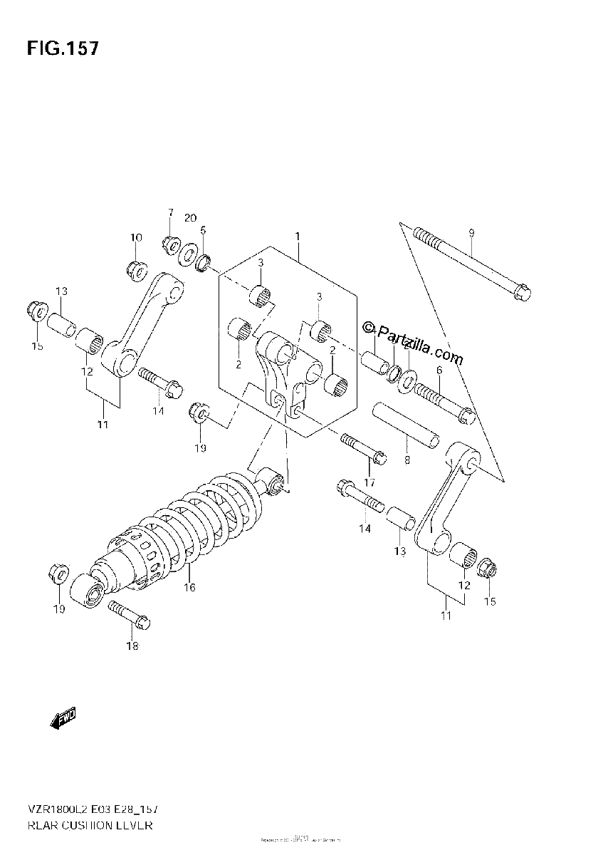 Diagrama de REAR CUSHION LEVER VZR1800 L2 E03