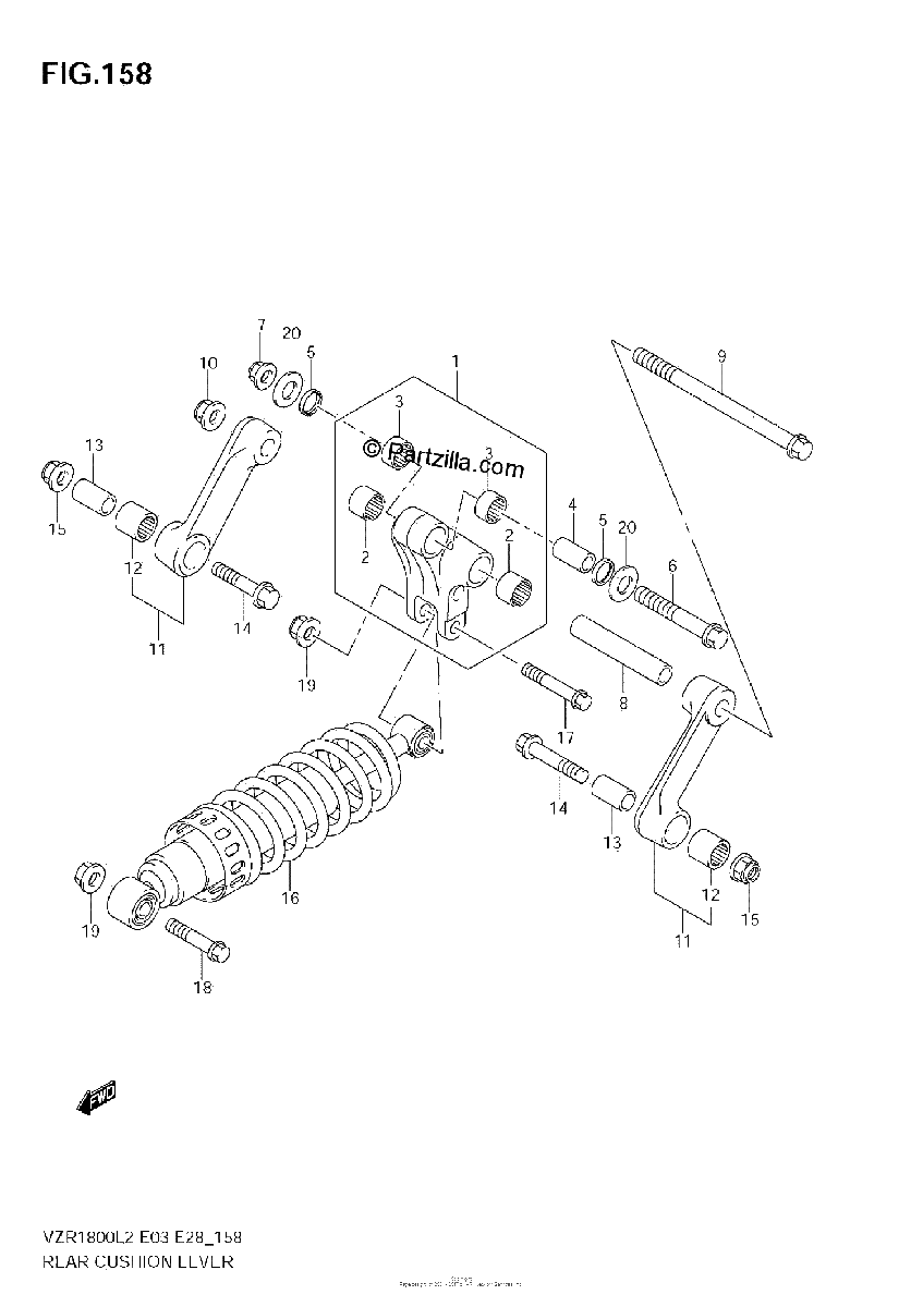 Diagrama de REAR CUSHION LEVER VZR1800 L2 E28
