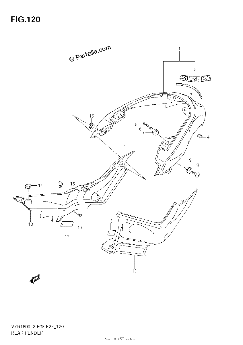 Diagrama de REAR FENDER VZR1800 L2 E28