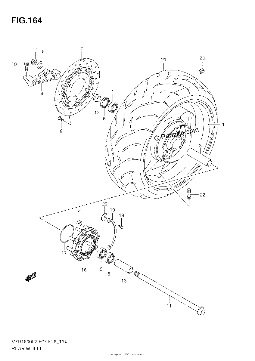 Diagrama de REAR WHEEL VZR1800 L2 E28
