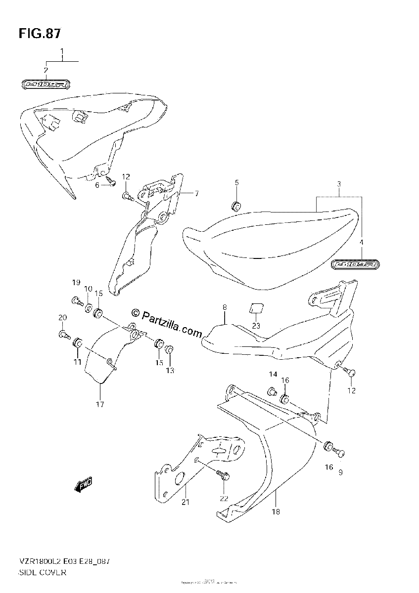 Diagrama de SIDE COVER VZR1800 L2 E28