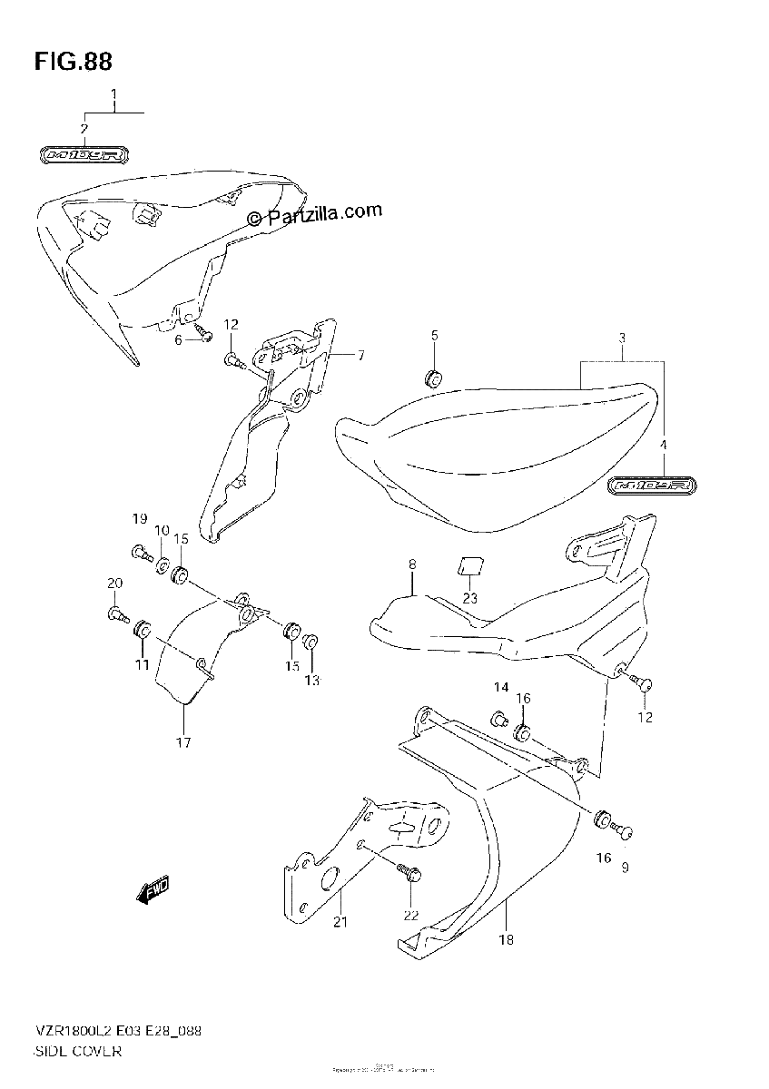 Diagrama de SIDE COVER VZR1800 L2 E33