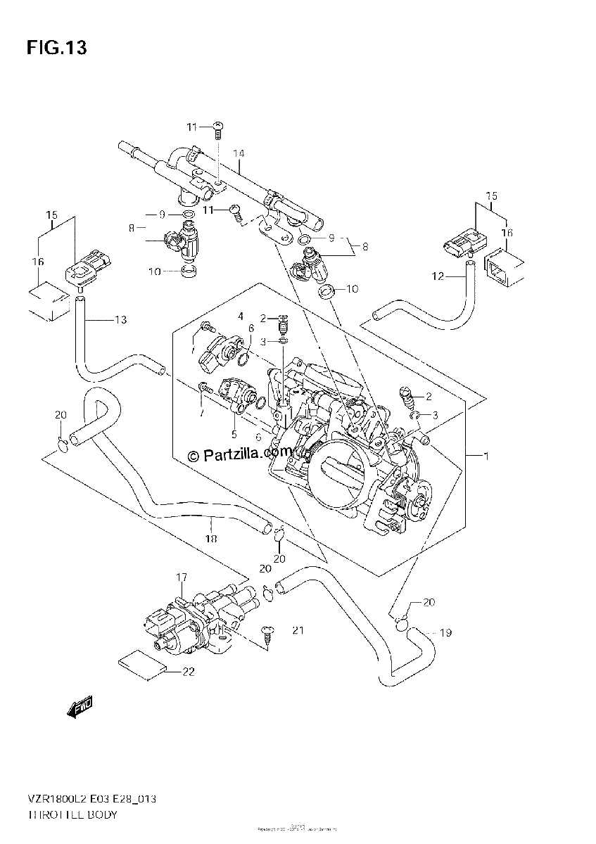 Diagrama de THROTTLE BODY VZR1800 L2 E03