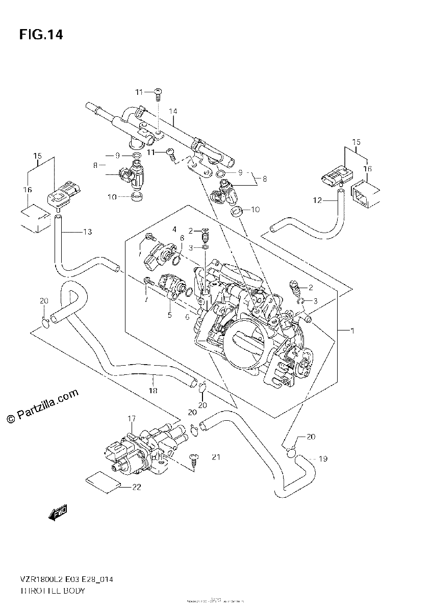 Diagrama de THROTTLE BODY VZR1800 L2 E28