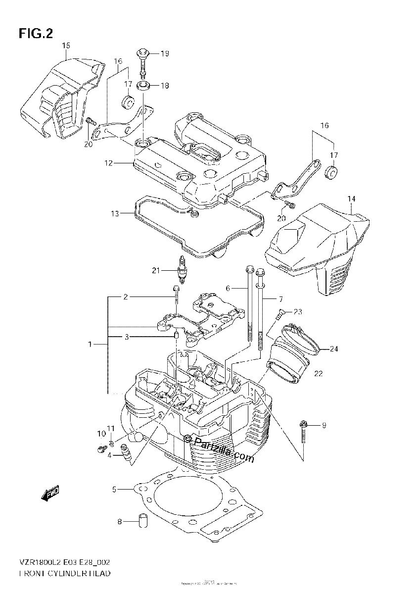 Diagrama de FRONT CYLINDER HEAD