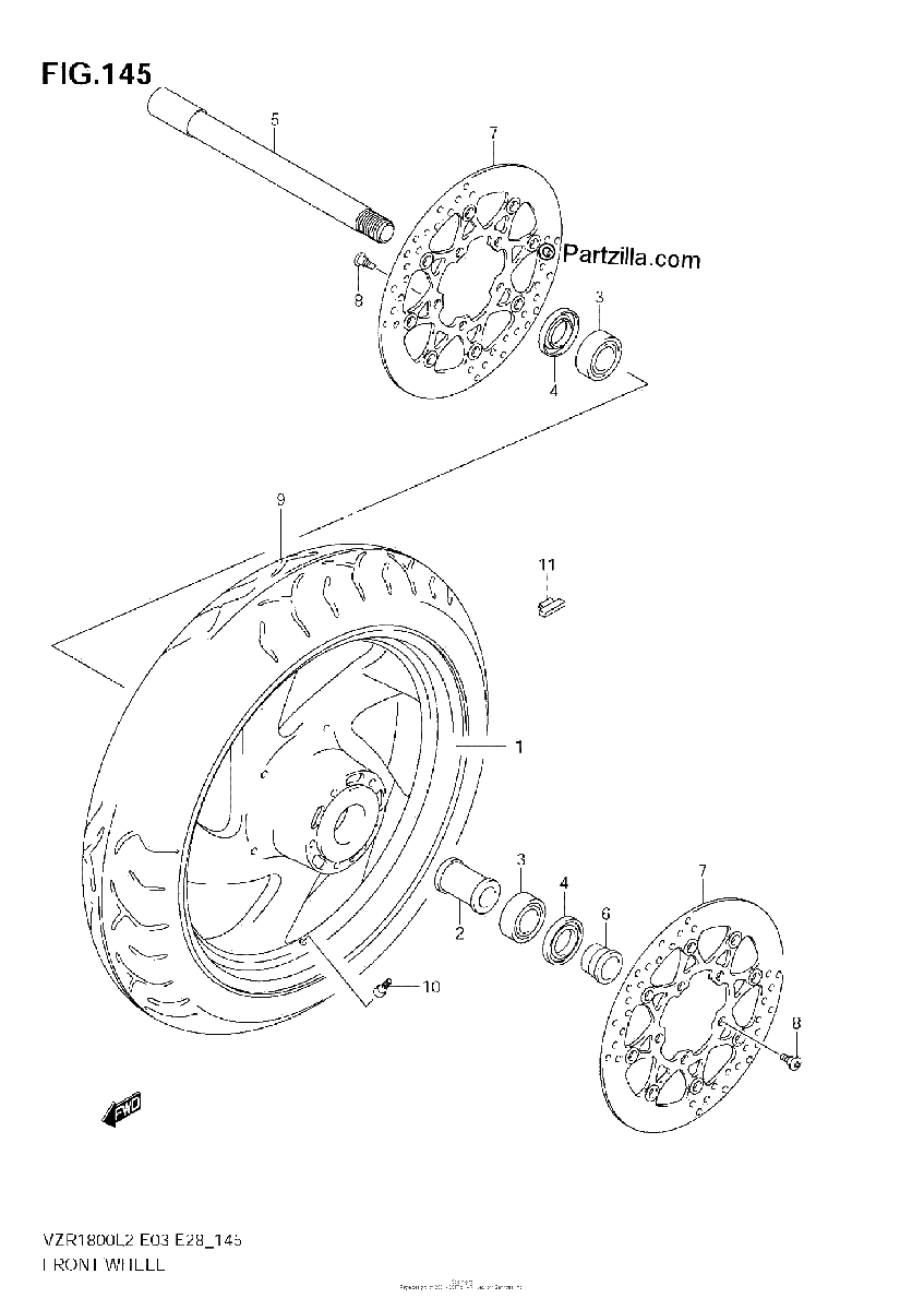 Diagrama de FRONT WHEEL VZR1800Z L2 E03