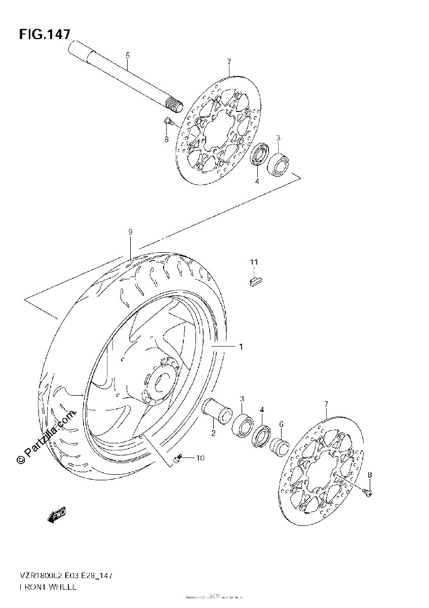 Diagrama de FRONT WHEEL VZR1800Z L2 E33