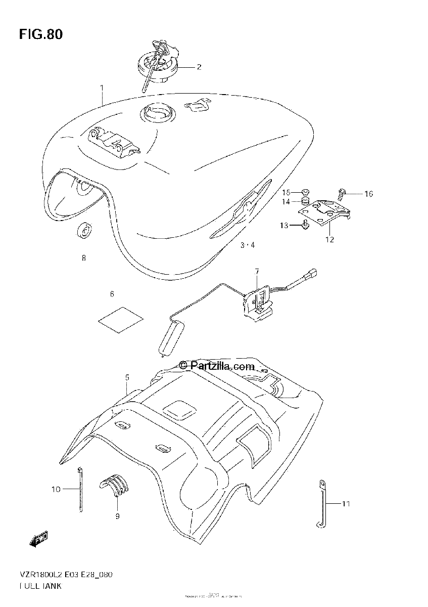 Diagrama de FUEL TANK VZR1800Z L2 E03