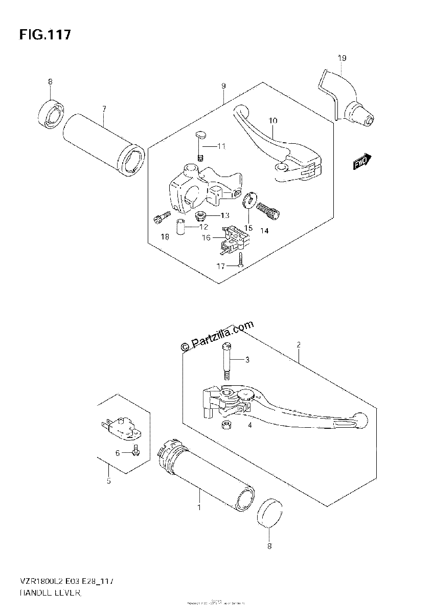 Diagrama de HANDLE LEVER VZR1800Z L2 E28