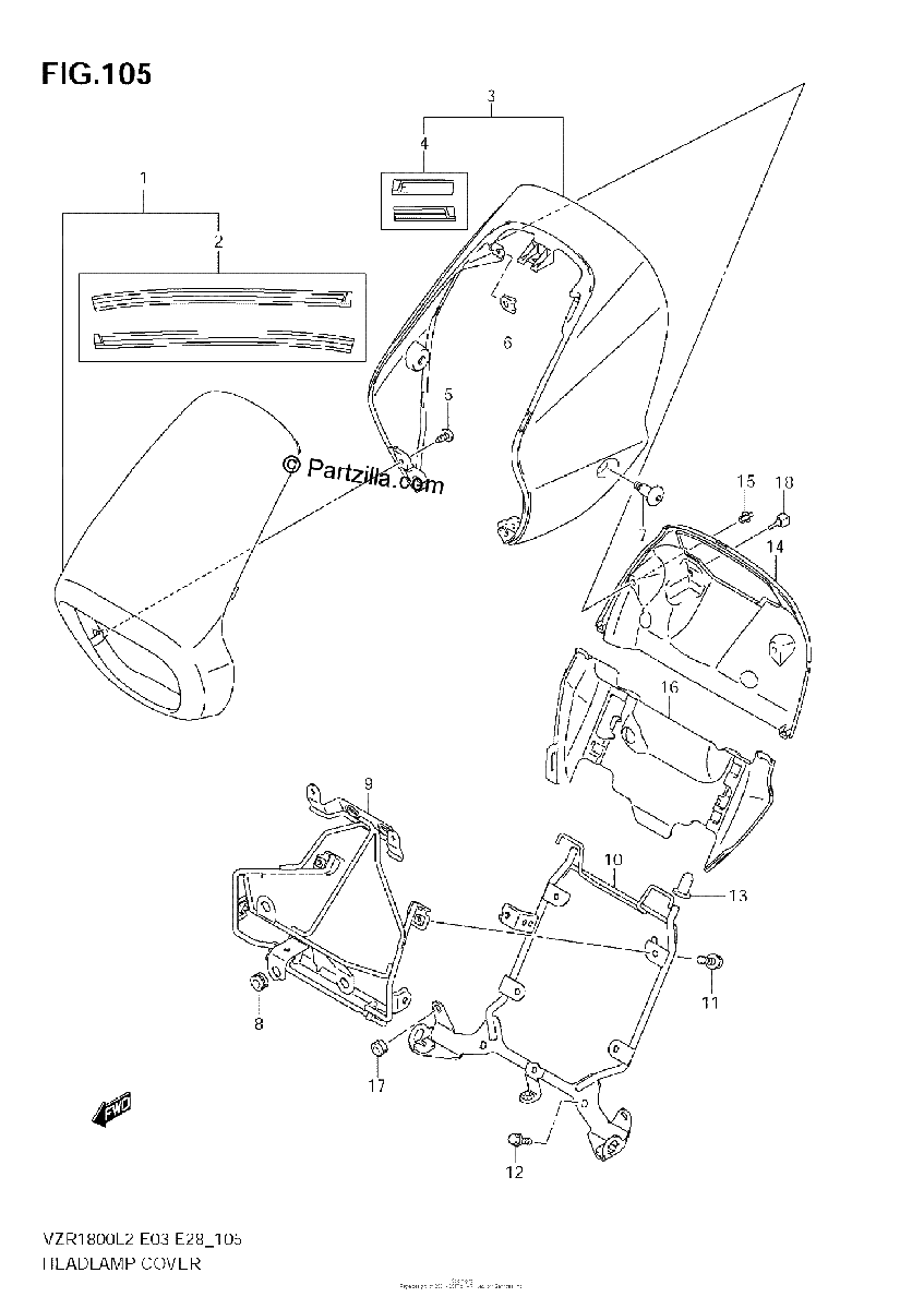 Diagrama de HEADLAMP COVER VZR1800Z L2 E33
