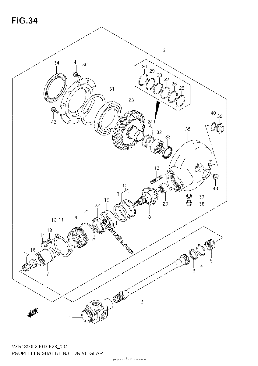 Diagrama de PROPELLER SHAFT FINAL DRIVE GEAR VZR1800Z L2 E03