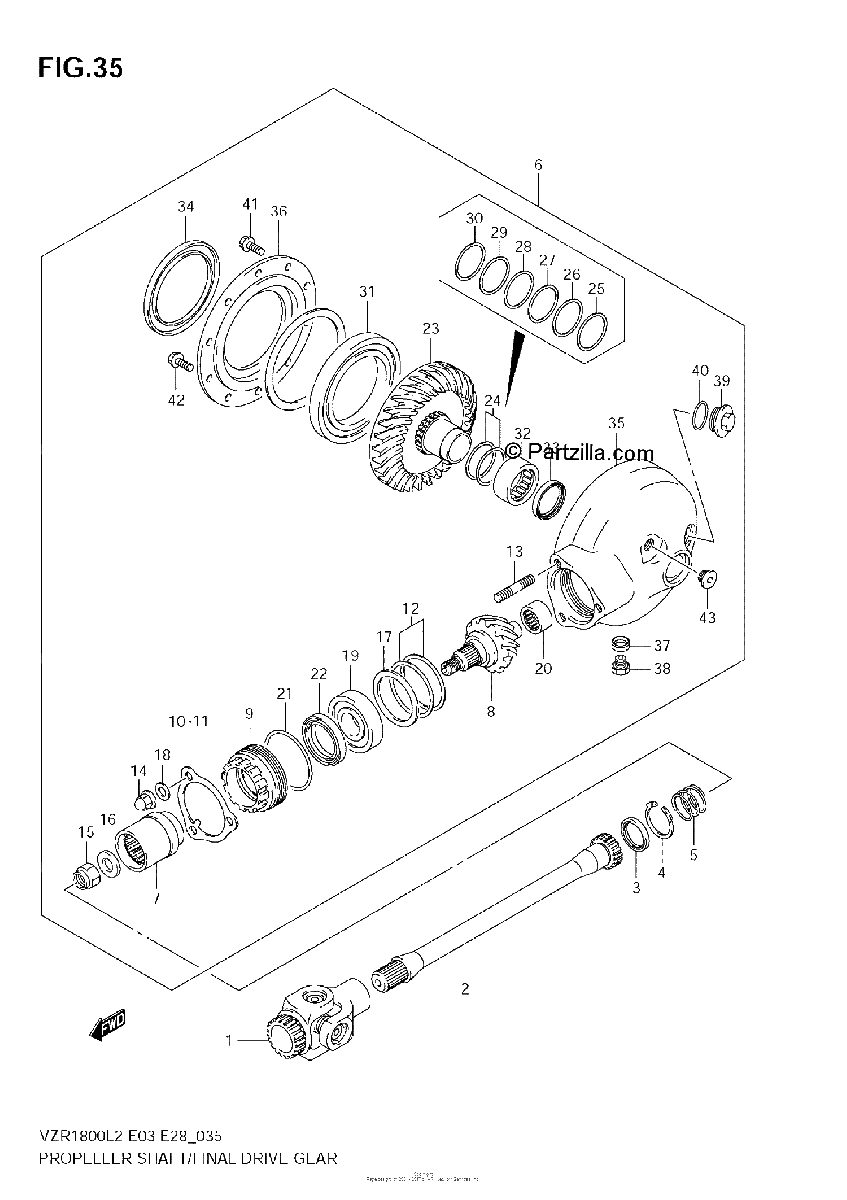 Diagrama de PROPELLER SHAFT FINAL DRIVE GEAR VZR1800Z L2 E28