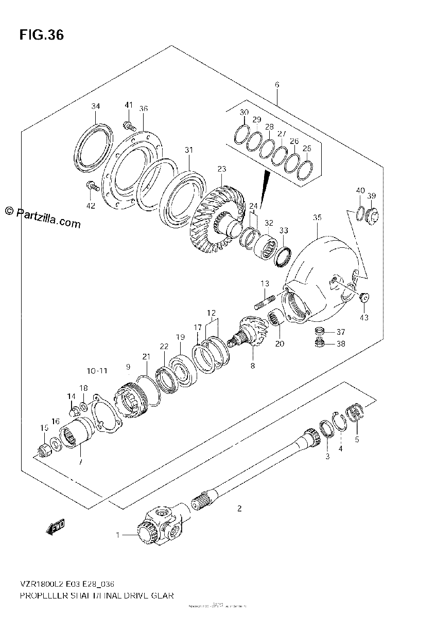 Diagrama de PROPELLER SHAFT FINAL DRIVE GEAR VZR1800Z L2 E33