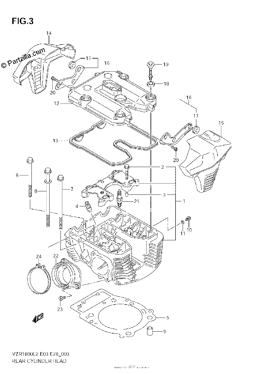 Diagrama de REAR CYLINDER HEAD