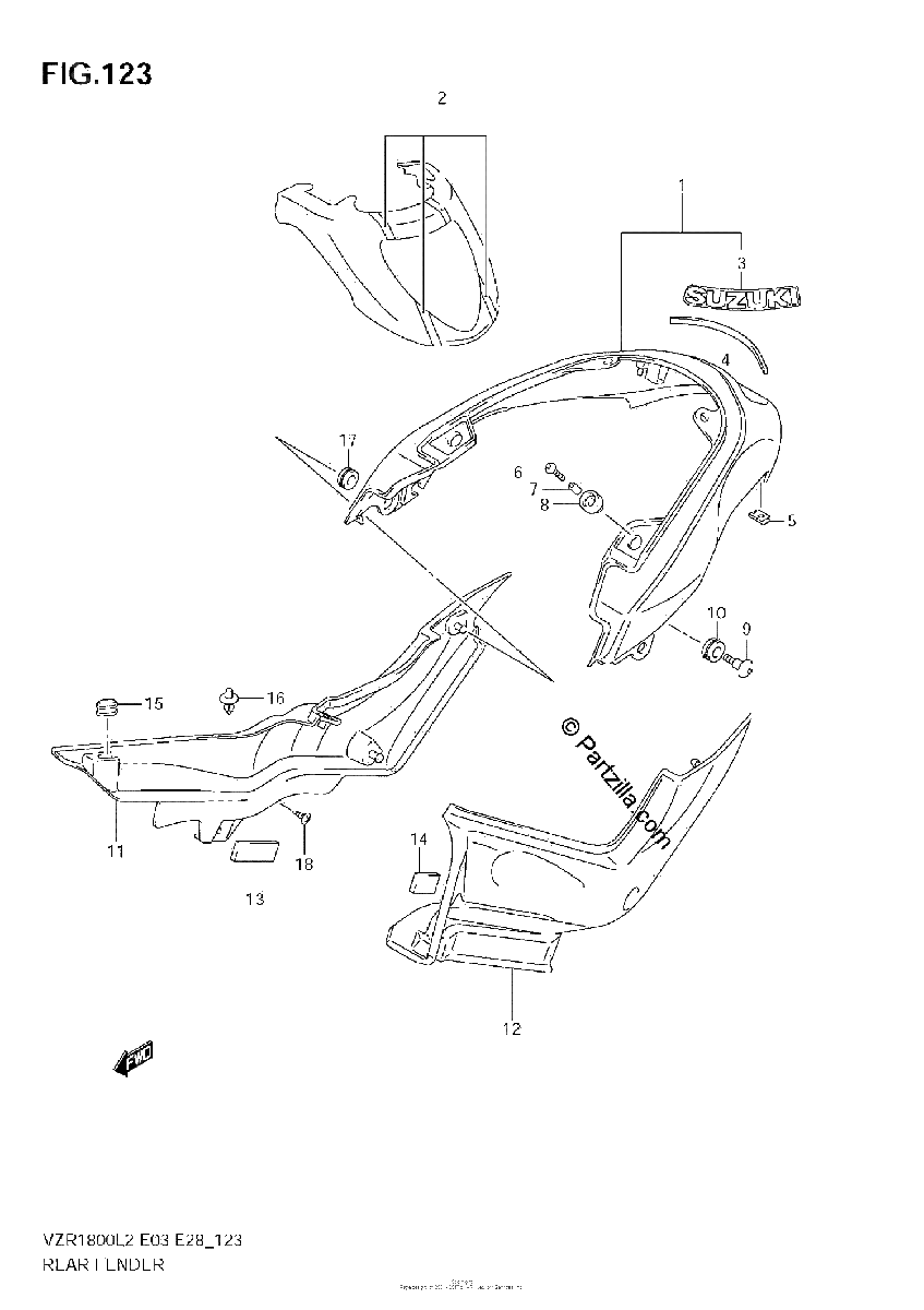 Diagrama de REAR FENDER VZR1800Z L2 E28