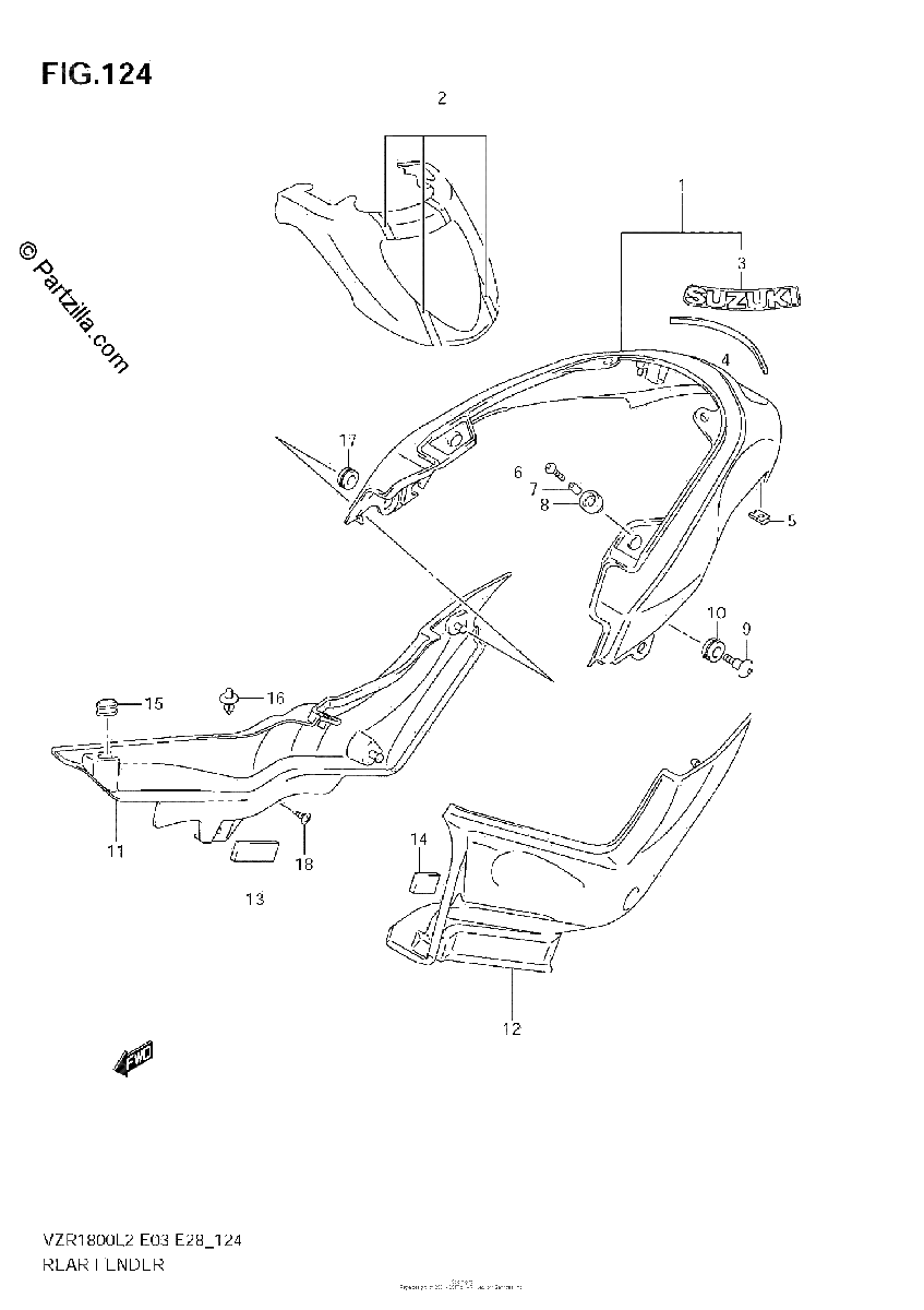 Diagrama de REAR FENDER VZR1800Z L2 E33