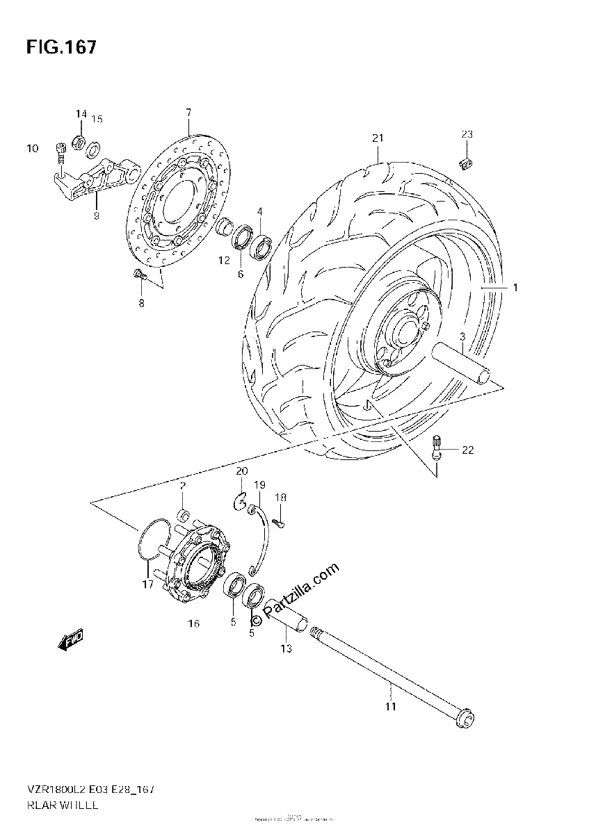 Diagrama de REAR WHEEL VZR1800Z L2 E28