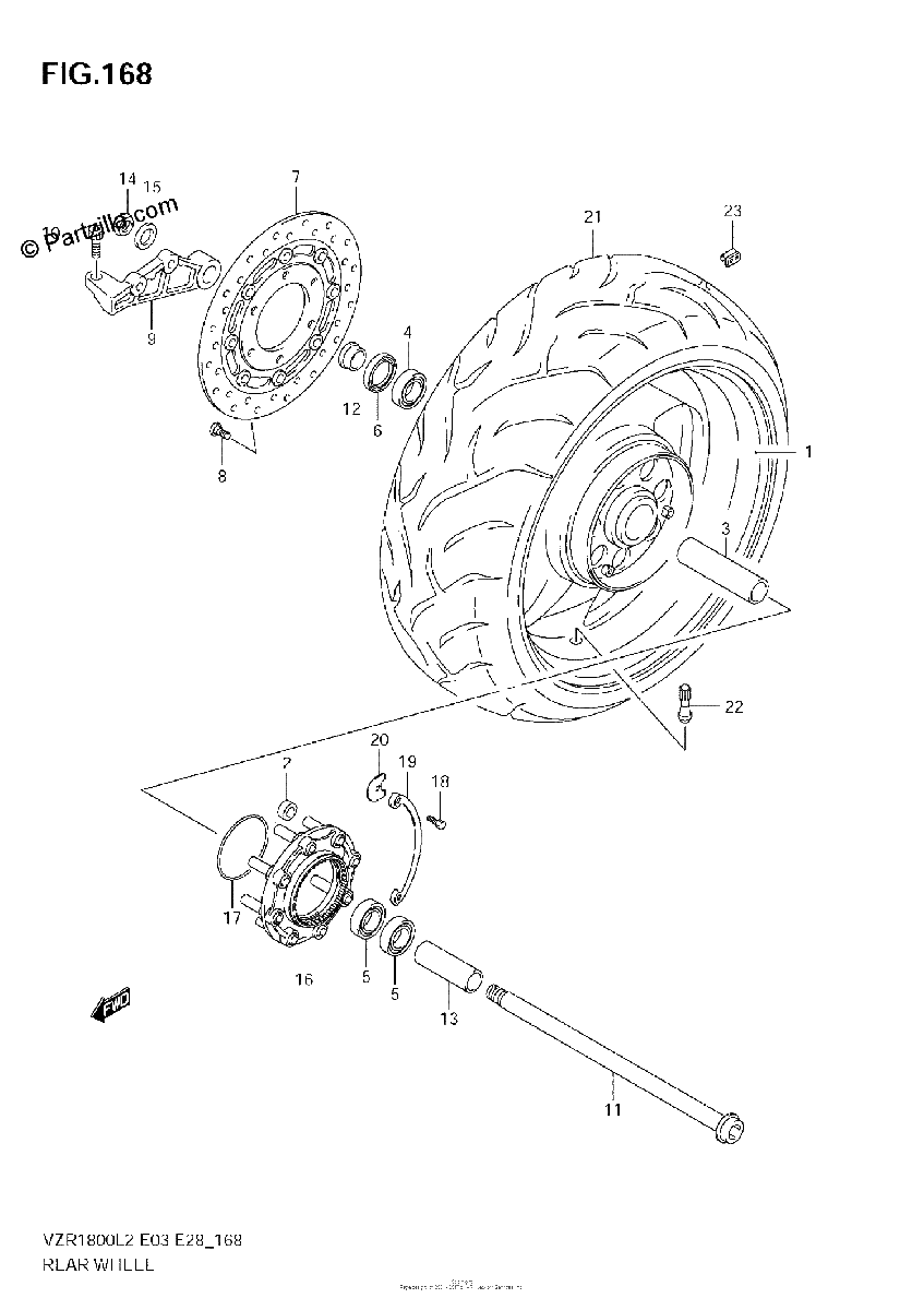 Diagrama de REAR WHEEL VZR1800Z L2 E33