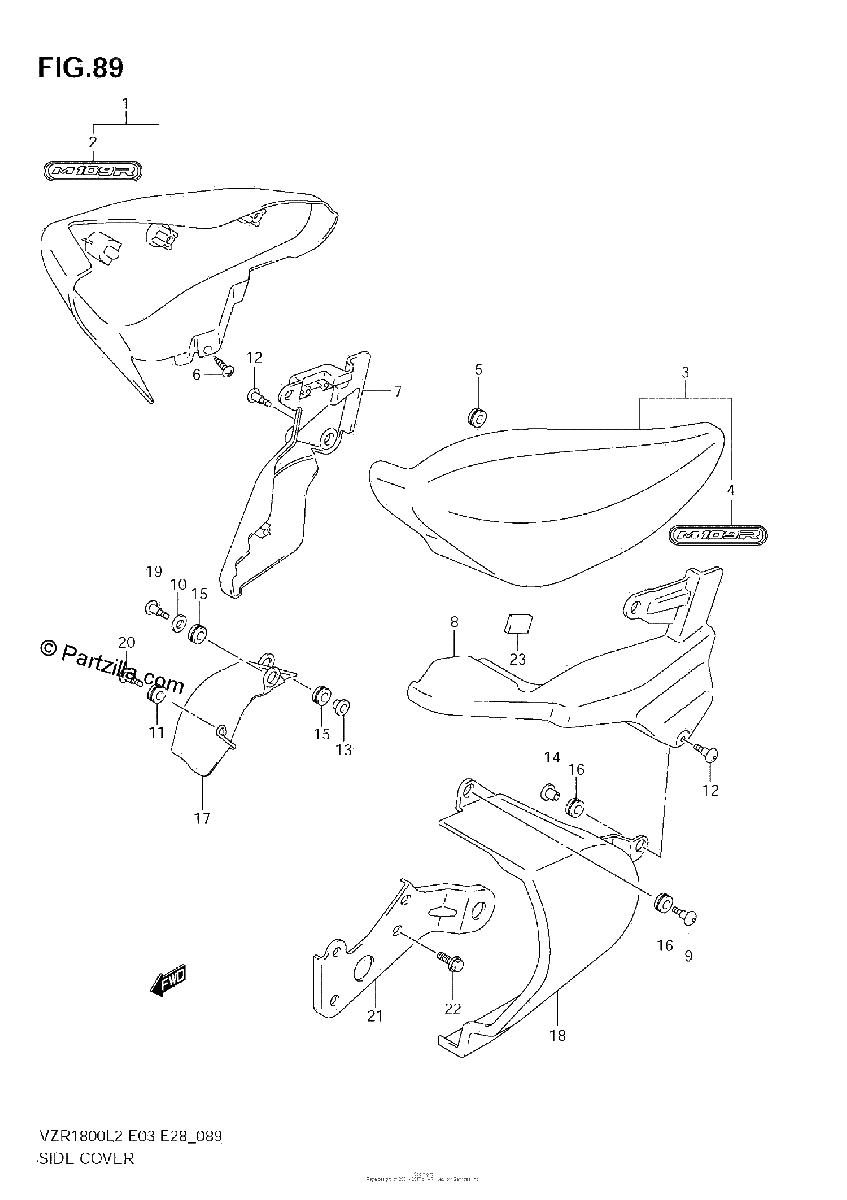 Diagrama de SIDE COVER VZR1800Z L2 E03