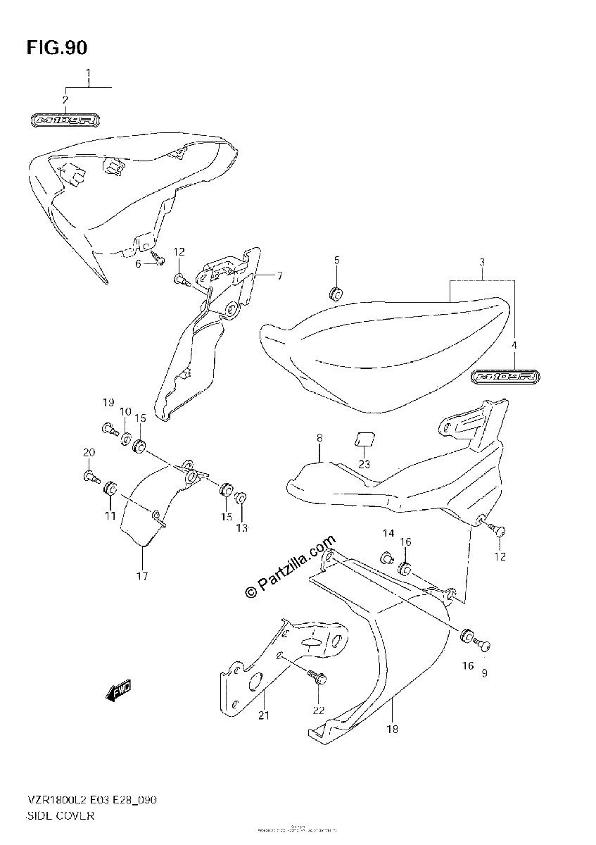 Diagrama de SIDE COVER VZR1800Z L2 E28