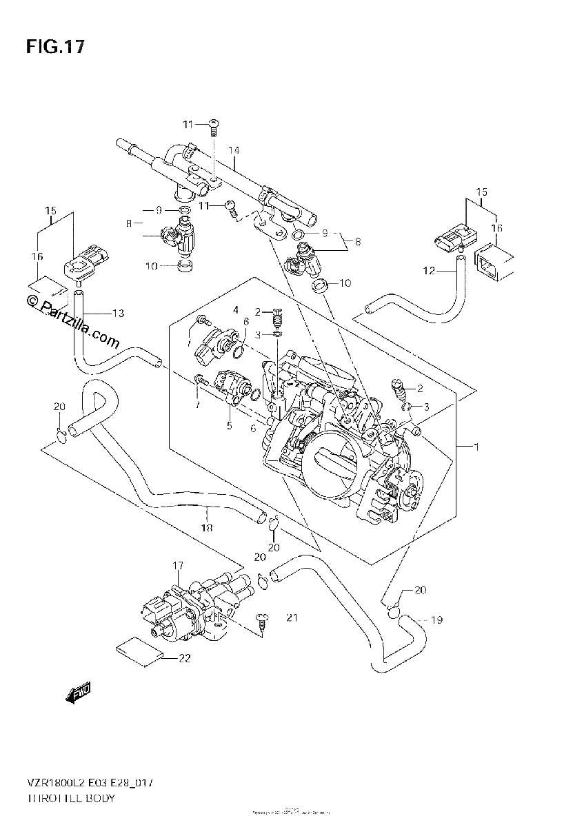 Diagrama de THROTTLE BODY VZR1800Z L2 E28