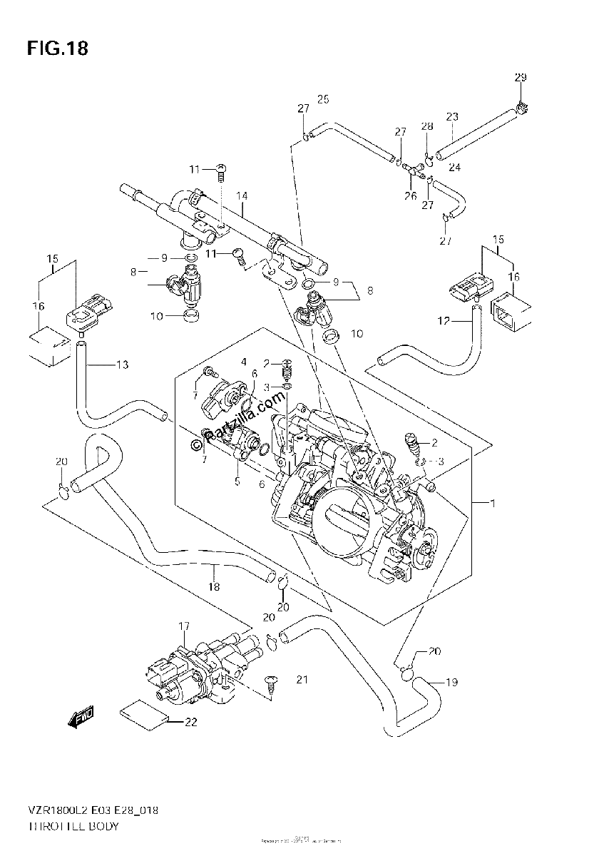 Diagrama de THROTTLE BODY VZR1800Z L2 E33